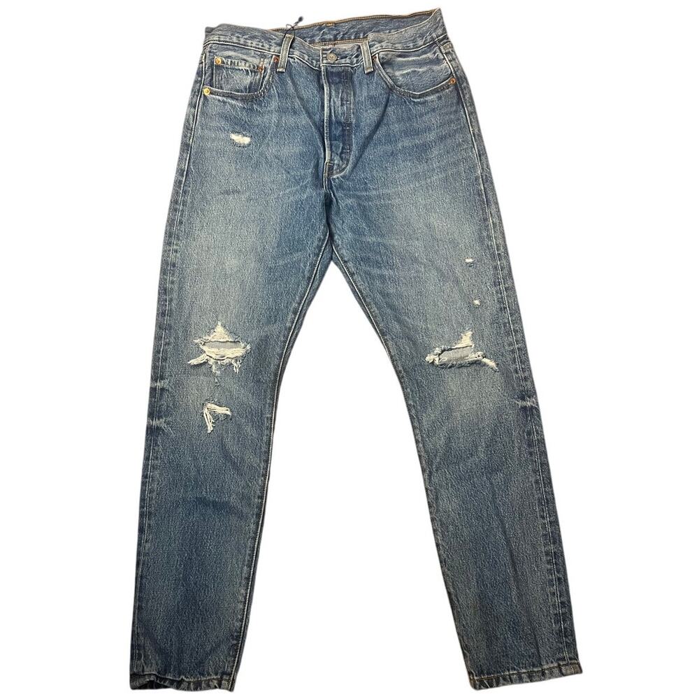 Levi's 501 No Stretch Cotton Distressed Button Fly Skinny Jeans Size 29 x 30